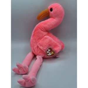 Ty Original Beanie Buddy - Pinky Flamingo Plush - MWMT